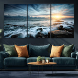 33428-MGV-CV-60X30-3P-Ocean Sunrise Wall Art – Serene Seascape Canvas Print, Coastal Home or Office Decor, Perfect for Living Room, Bedroom, or Study