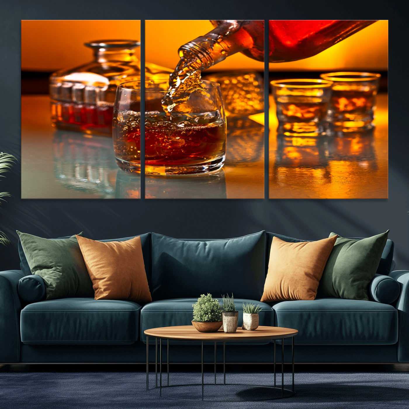 18250-MGV-CV-36X24-Whiskey Pour Wall Art – Captivating Whiskey Splash Canvas Print, Elegant Bar or Home Lounge Decor for Office, Man Cave or Living