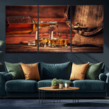 52458-MGV-CV-36X24-Whiskey Pour Wall Art – Elegant Whiskey Bottle Pouring into Glasses Canvas Print, Refined Bar or Lounge Decor for Home, Office, or