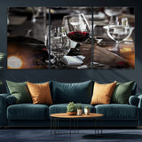 75513-MGV-CV-36X24-Elegant Wine Toast Wall Art – Close-Up Red Wine Glass at Dinner Table Canvas Print, Sophisticated Dining Room or Bar Decor