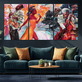 24452-MGV-CV-36X24-Vibrant Jazz Musician Painting - Expressive Art Print of Live Jazz Band, Perfect Wall Decor for Music Lovers and Art Enthusiasts