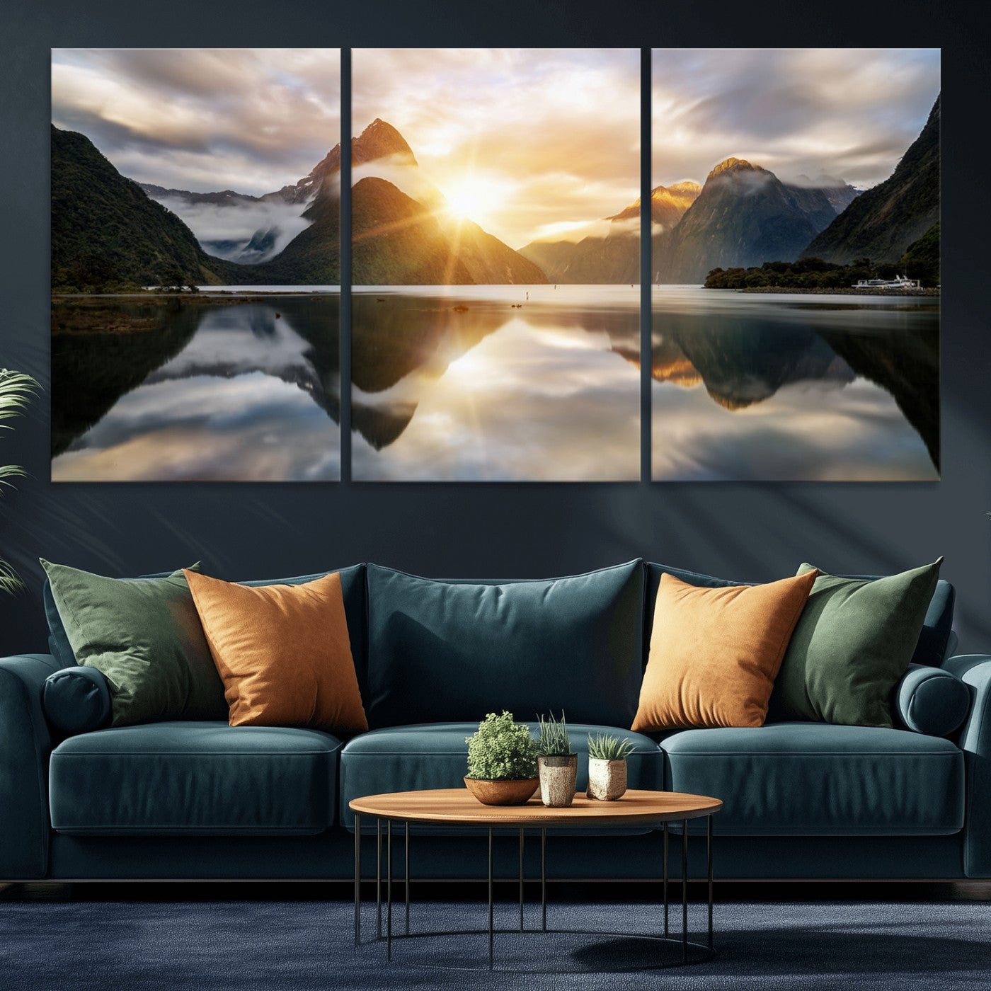 78842-MGV-CV-36X24-Sunrise Mountain Reflection Wall Art – Stunning Nature Landscape Canvas Print for Home, Office, Living Room or Relaxing Space