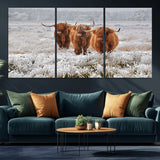 10396-MGV-CV-36X24-Highland Cattle Wall Art – Rustic Winter Landscape Canvas Print, Farmhouse Decor for Living Room, Office, Cabin or Country Home