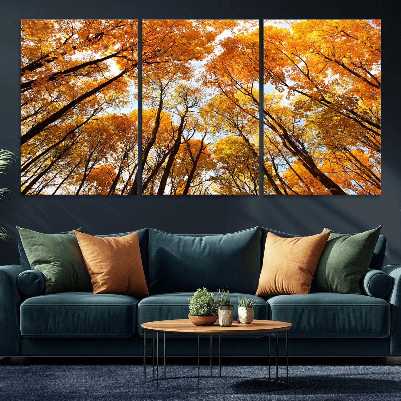 11823-MGV-CV-36X24-Golden Autumn Tree Canopy Wall Art – Stunning Fall Forest Leaves Print, Warm Seasonal Nature Decor for Home, Office or Cabin