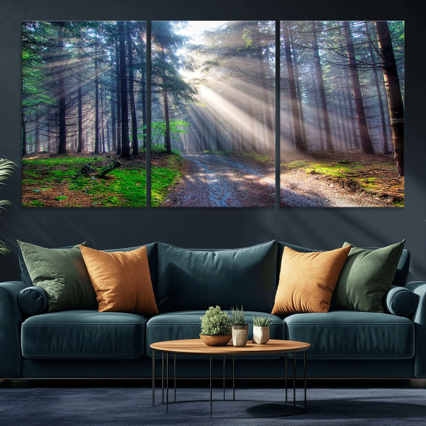 42047-MGV-CV-36X24-Sunlit Forest Path Wall Art – Nature Canvas Print, Serene Woodland Landscape, Perfect Home & Office Decor for Calm and Tranquil