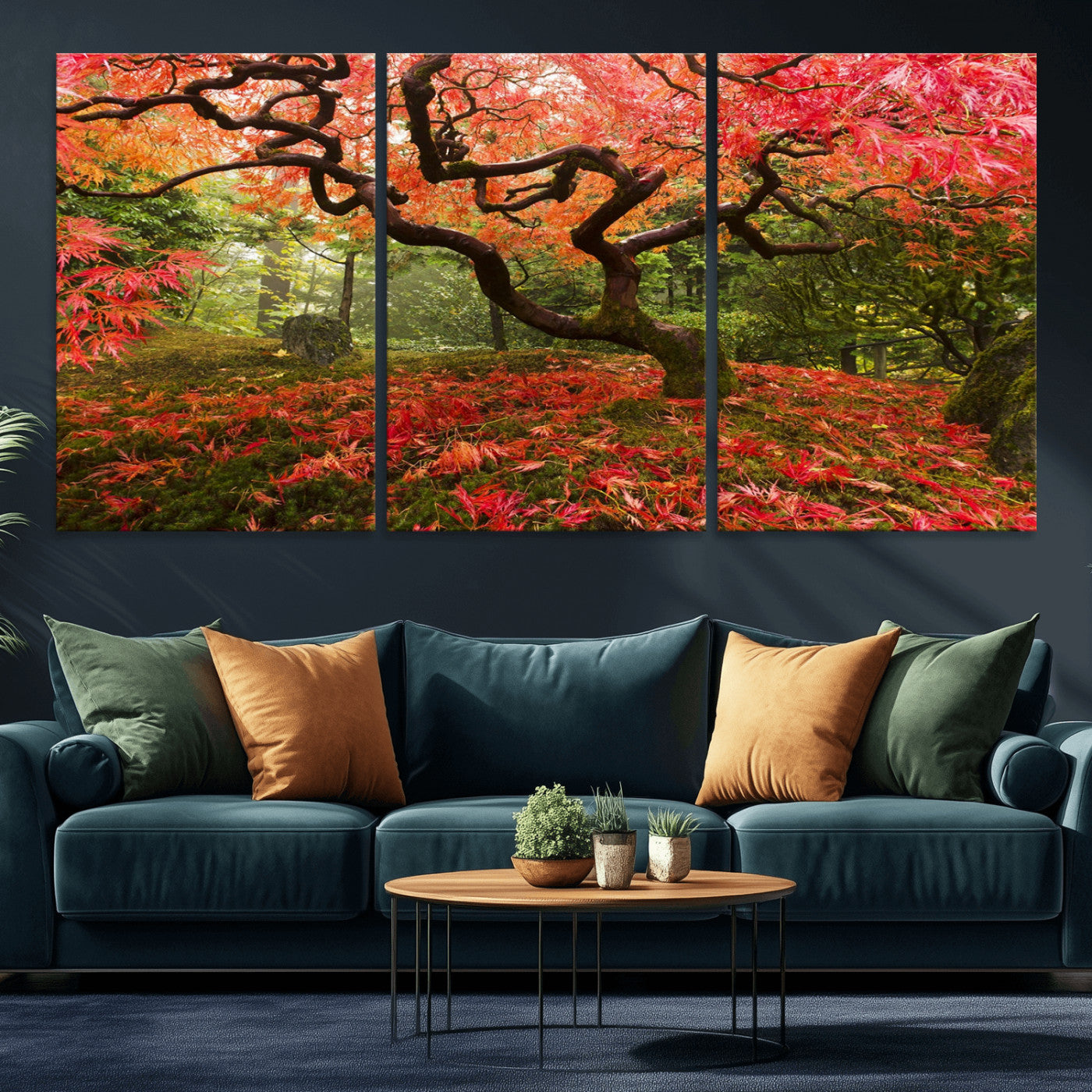 73343-MGV-CV-36X24-Autumn Maple Wall Art – Panoramic Vibrant Red Maple Tree Canvas Print, Seasonal Nature Decor for Office, Living Room or Garden