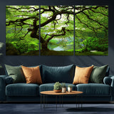 18094-MGV-CV-36X24-Emerald Canopy Wall Art – Panoramic Lush Green Tree Canvas Print, Serene Nature Decor for Office, Living Room or Meditation Space