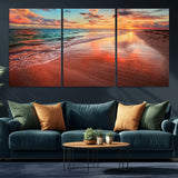 77723-MGV-CV-36X24-Sunset Beach Wall Art – Vibrant Ocean Waves and Golden Horizon Canvas Print, Coastal Seascape Photography Home Decor