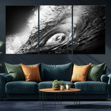 22702-MGV-CV-36X24-Black and White Ocean Wave Wall Art – Powerful Surf Curl Photography Canvas Print, Modern Coastal Decor for Living Room, Office or
