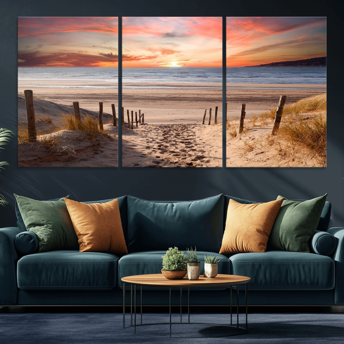 78111-MGV-CV-36X24-Sunset Pathway Wall Art – Panoramic Coastal Canvas Print, Tranquil Beach Decor for Living Room, Office or Bedroom