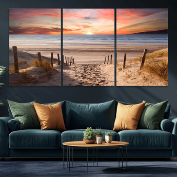 78111-MGV-CV-36X24-Sunset Pathway Wall Art – Panoramic Coastal Canvas Print, Tranquil Beach Decor for Living Room, Office or Bedroom