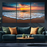 16110-MGV-CV-36X24-Ocean Sunset Wall Art – Vibrant Beach Waves and Horizon Canvas Print, Relaxing Coastal Seascape Decor for Living Room or Bedroom