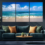 60364-MGV-CV-36X24-Tropical Ocean Wave Wall Art – Serene Blue Sea and White Sand Beach Canvas Print, Coastal Landscape Decor for Living Room, Bedroom