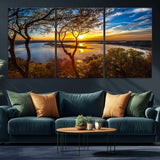 71863-MGV-CV-36X24-Lake Sunset Wall Art – Scenic Nature Canvas Print with Trees and Golden Sky, Serene Landscape Decor for Living Room, Bedroom or