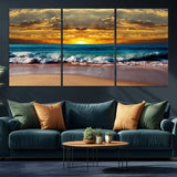 83389-MGV-CV-36X24-Ocean Sunrise Wall Art – Vibrant Beach Waves Canvas Print, Coastal Seascape Decor for Living Room or Office