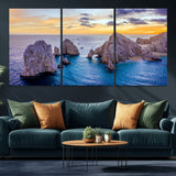 72955-MGV-CV-36X24-Ocean Rock Formation Wall Art – Sunset Coastal Seascape Print, Beach Landscape Decor for Living Room or Office