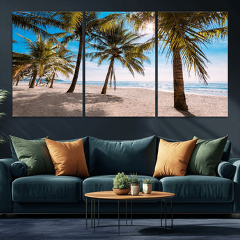 98175-MGV-CV-36X24-Tropical Palm Beach Wall Art – Relaxing Ocean Shore Canvas Print with Palm Trees, Coastal Summer Decor for Living Room, Bedroom or