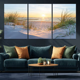 48907-MGV-CV-36X24-Beach Sunset Wall Art – Coastal Sand Dunes and Ocean View Canvas Print, Serene Seaside Landscape Painting for Living Room, Bedroom