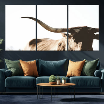 35866-MGV-CV-36X24-Texas Longhorn Wall Art – Rustic Western Bull Canvas Print, Farmhouse Animal Photography Decor for Living Room, Office, or Ranch