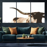 35866-MGV-CV-36X24-Texas Longhorn Wall Art – Rustic Western Bull Canvas Print, Farmhouse Animal Photography Decor for Living Room, Office, or Ranch