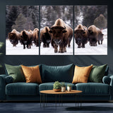 66871-MGV-CV-36X24-Bison Herd Wall Art – Wildlife Buffalo Canvas Print, Rustic Western Nature Photography Decor for Living Room, Office, Cabin, or
