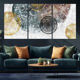 70653-MGV-CV-60X30-3P-Abstract Tree Ring Wall Art – Modern Rustic Wood Slice Canvas Print with Gold Accents, Contemporary Nature Decor for Living Room,
