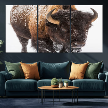 65605-MGV-CV-36X24-Snow Bison Wall Art – Close Up Buffalo Canvas Print, Rustic Western Wildlife Photography, Farmhouse Cabin Lodge Decor for Living