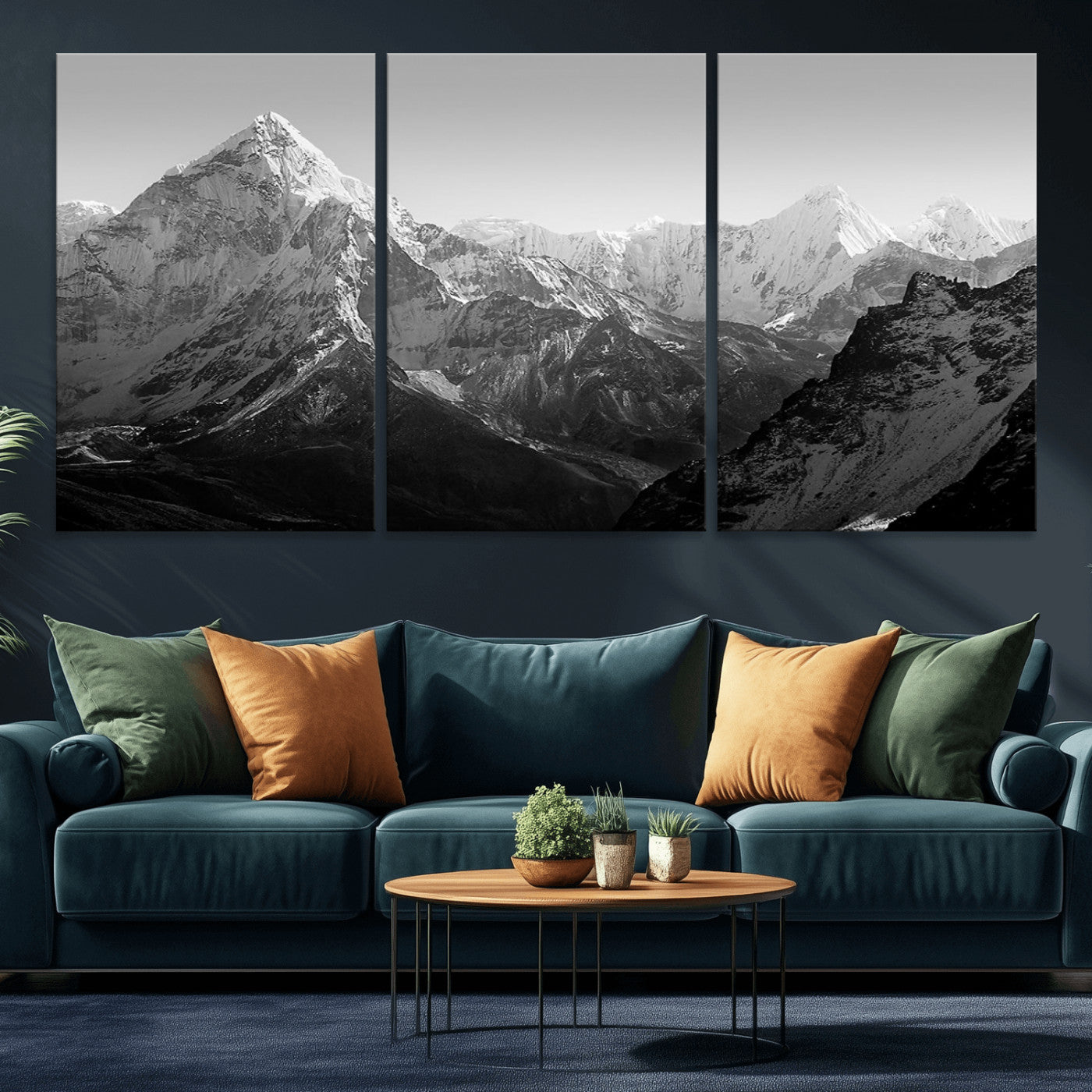 10775-MGV-CV-36X24-Snow Capped Mountain Wall Art – Black and White Canvas Print of Majestic Peaks, Nature Landscape Photography for Office, Bedroom,