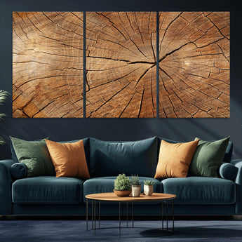 61710-MGV-CV-36X24-Tree Rings Wall Art – Rustic Wood Grain Canvas Print of Tree Trunk Cross Section, Nature Inspired Decor for Cabin, Office, Living