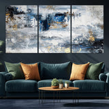 59716-MGV-CV-36X24-Abstract Blue and Gold Wall Art – Modern Textured Canvas Print, Contemporary Painting for Living Room, Bedroom, or Office Decor