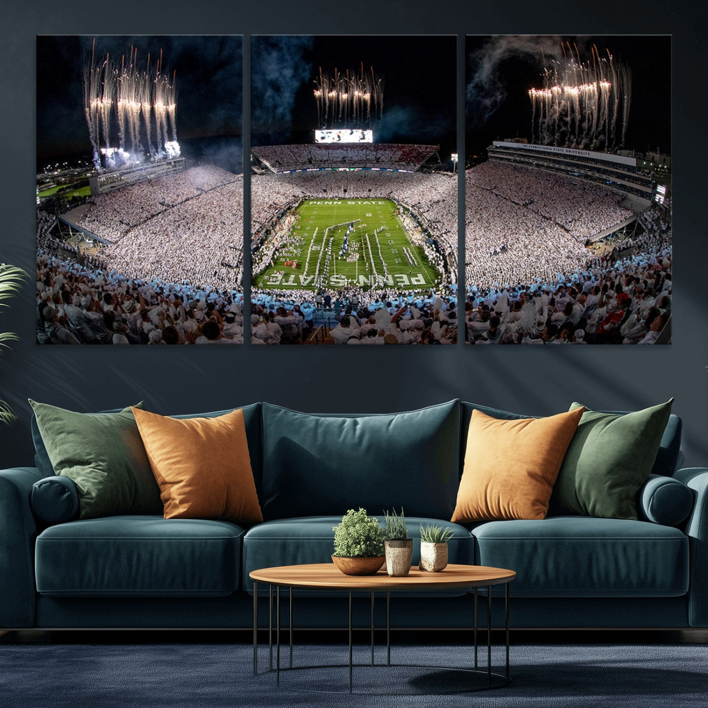 11391-MGV-CV-36X24-Penn State Stadium Wall Art – Panoramic White Out Football Game Canvas Print, College Sports Decor for Office, Man Cave, or Living