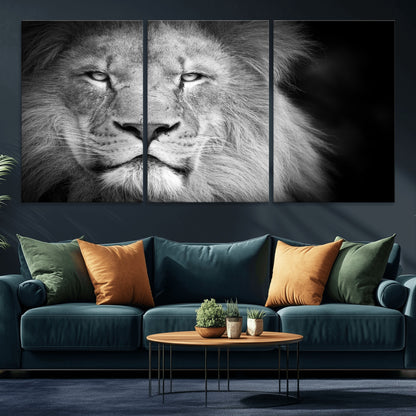 94453-MGV-CV-36X24-Lion Portrait Wall Art – Black and White King of the Jungle Canvas Print, Safari Wildlife Decor for Office, Bedroom, or Living