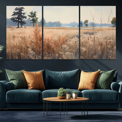 98822-MGV-CV-36X24-Autumn Meadow Wall Art – Tranquil Grassland Landscape Canvas Print, Rustic Country Decor for Living Room, Bedroom or Farmhouse