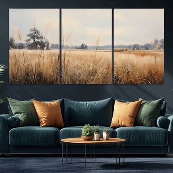 38193-MGV-CV-36X24-Golden Meadow Wall Art – Serene Grassland Landscape Canvas Print, Rustic Nature Decor for Bedroom, Living Room or Farmhouse
