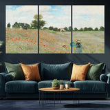 74890-MGV-CV-36X24-Monet Poppy Field Wall Art – Impressionist Landscape Canvas Print, Classic French Artwork for Living Room, Bedroom or Office Decor