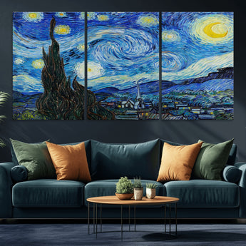 39177-MGV-CV-36X24-Starry Night Wall Art – Vincent van Gogh Famous Painting Canvas Print, Timeless Starry Sky Decor for Living Room, Bedroom or