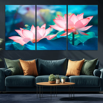32559-MGV-CV-36X24-Lotus Flower Wall Art – Pink Water Lily Canvas Print, Tranquil Nature Decor for Living Room, Bedroom or Meditation Space