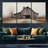 11602-MGV-CV-36X24-Old Barn Wall Art Canvas Print, Framed Rustic Barn Art Picture Print, Old Farmhouse Perfect Rustic Farmhouse Decor Artwork
