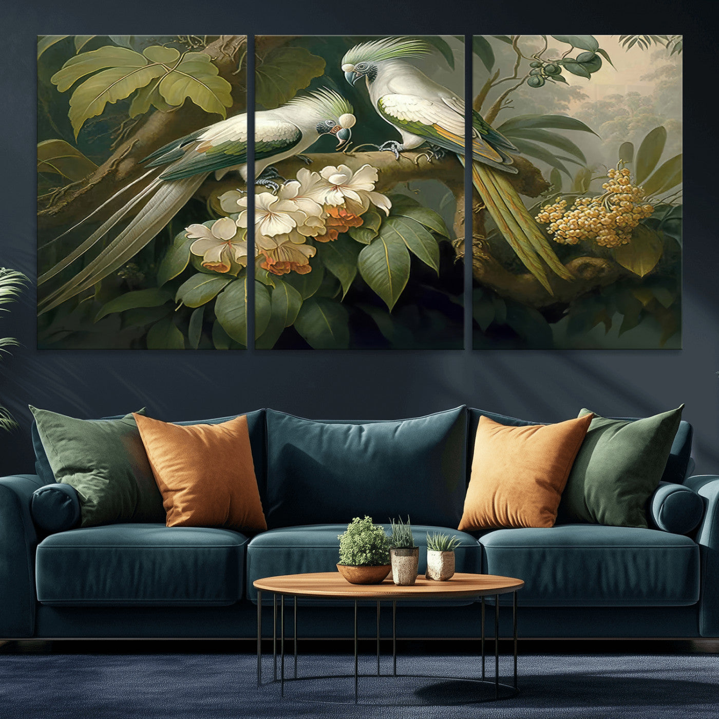 84047-MGV-CV-36X24-Tropical Birds Wall Art – Elegant Botanical Canvas Print, Exotic Nature Decor for Living Room, Bedroom or Office