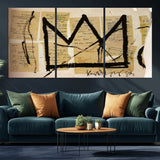 37215-MGV-CV-36X24-Abstract Crown Wall Art – Urban Graffiti Style Canvas Print Modern Street Art Design, Bold Contemporary Decor for Living Room,