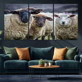 18418-MGV-CV-36X24-Sheep Wall Art Canvas Print, Framed Farmhouse Sheep Art Picture Print, Sheep Herd Perfect Rustic Farmhouse Decor Artwork
