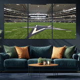 14834-MGV-CV-36X24-Dallas Att Stadium Wall Art Canvas Print, Framed Texas NFL Stadium Art Picture Print, American Football Stadium Perfect Sports