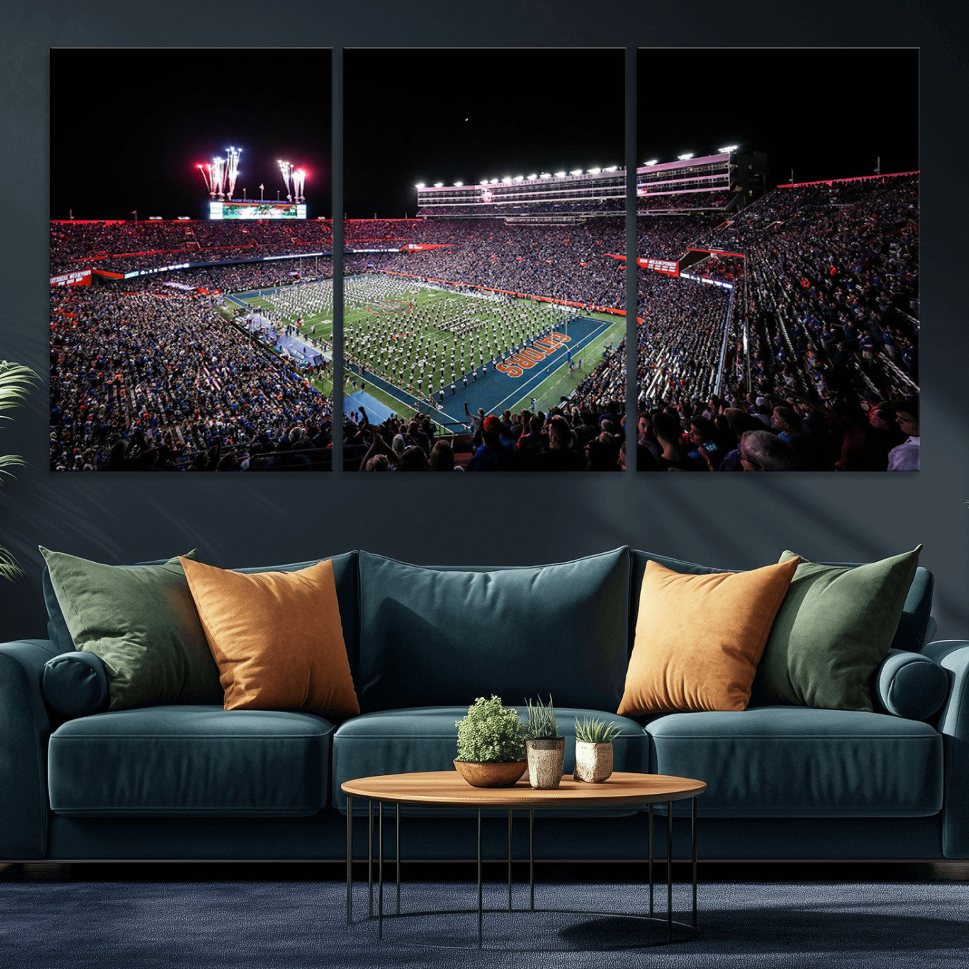 46899-MGV-CV-36X24-Ben Hill Griffin Stadium Wall Art Canvas Print, Framed Football Stadium Art Picture Print, Florida Football Stadium Perfect Sport