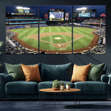 87666-MGV-CV-36X24-City Field Stadium Wall Art Canvas Print, Framed New York Stadium Art Picture Print, Citi Field Stadium Perfect Sport Room Decor