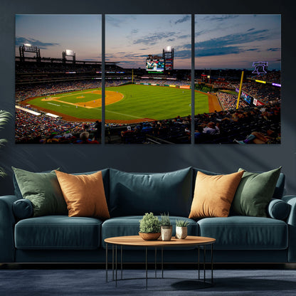 17415-MGV-CV-36X24-Philadelphia Phillies Stadium Wall Art Canvas Print, Framed Citizens Bank Park Art Picture Print, Phillies Stadium Field Perfect
