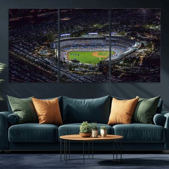 16515-MGV-CV-36X24-Dodgers Stadium Wall Art Canvas Print, Framed Baseball Stadium Art Picture Print, Dodgers Field Perfect Sport Room Decor Artwork