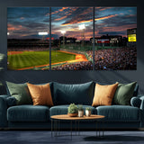 66781-MGV-CV-36X24-Baseball Stadium Wall Art – Canvas Print Evening Game Field Packed Crowd Sunset Sky Sports Photography, Dynamic Decor for Game