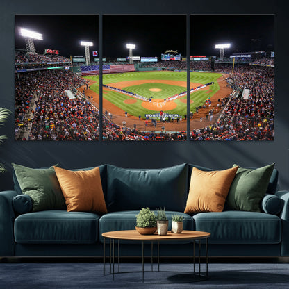 47365-MGV-CV-36X24-Fenway Park Stadium Wall Art Canvas Print, Framed Boston Baseball Stadium Art Picture Print, MLB Stadium Field Perfect Sport Room