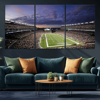 52712-MGV-CV-36X24-Gillette Stadium Field Wall Art Canvas Print, Framed Massachusetts Stadium Art Picture Print, Gillette Stadium Perfect Sport Room