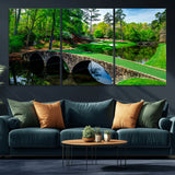57655-MGV-CV-36X24-Golf Course Wall Art – Canvas Print Scenic Green Fairway Stone Bridge Water Reflection Landscape, Classic Sports Decor for Office,
